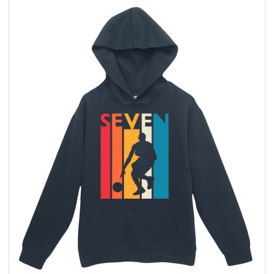 7th Birthday Gift Seven Vintage Basketball 7 Year Old Urban Pullover Hoodie