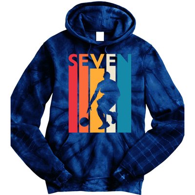 7th Birthday Gift Seven Vintage Basketball 7 Year Old Tie Dye Hoodie