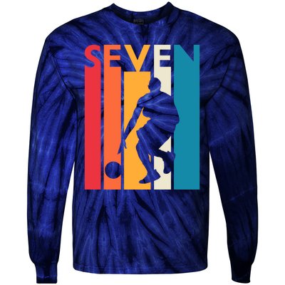 7th Birthday Gift Seven Vintage Basketball 7 Year Old Tie-Dye Long Sleeve Shirt