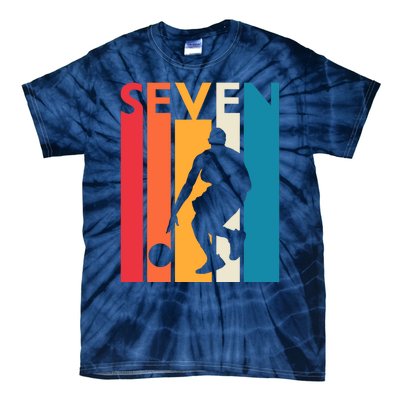 7th Birthday Gift Seven Vintage Basketball 7 Year Old Tie-Dye T-Shirt