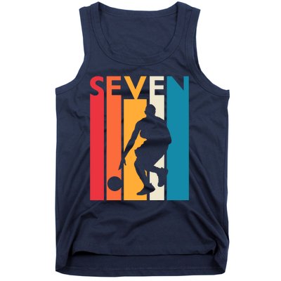 7th Birthday Gift Seven Vintage Basketball 7 Year Old Tank Top