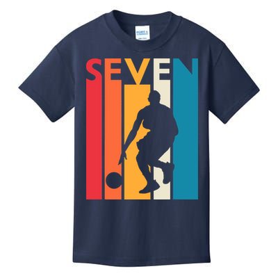 7th Birthday Gift Seven Vintage Basketball 7 Year Old Kids T-Shirt