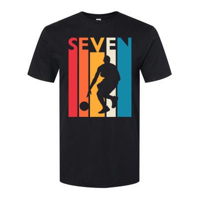 7th Birthday Gift Seven Vintage Basketball 7 Year Old Softstyle® CVC T-Shirt