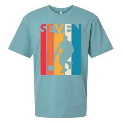 7th Birthday Gift Seven Vintage Basketball 7 Year Old Sueded Cloud Jersey T-Shirt