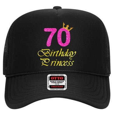 70th Birthday Gift Princess For 70 Years Old High Crown Mesh Back Trucker Hat