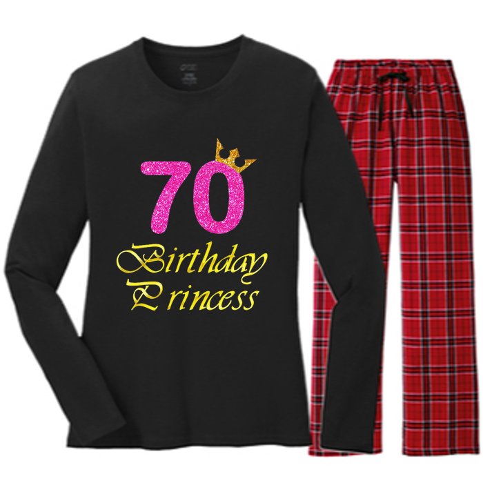 70th Birthday Gift Princess For 70 Years Old Women's Long Sleeve Flannel Pajama Set 