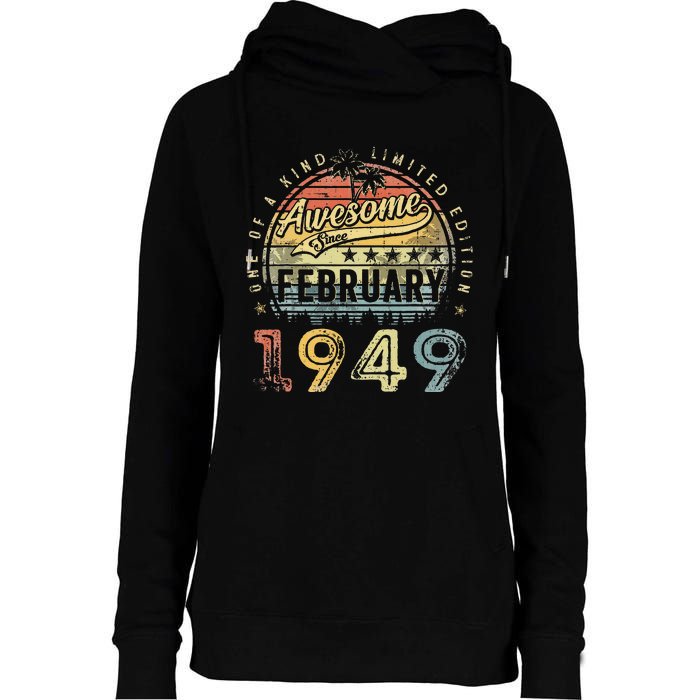 74th Birthday Gift Awesome Since February 1949 74 Year Old Womens Funnel Neck Pullover Hood