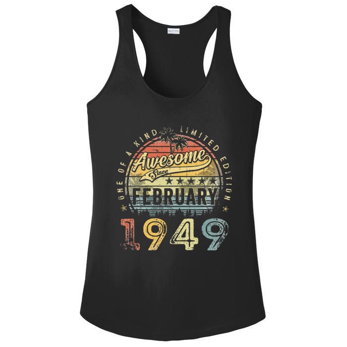 74th Birthday Gift Awesome Since February 1949 74 Year Old Ladies PosiCharge Competitor Racerback Tank