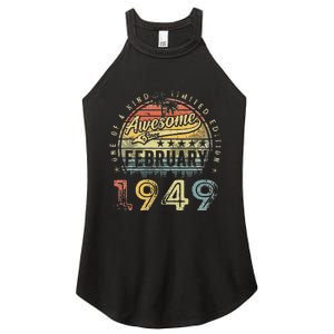 74th Birthday Gift Awesome Since February 1949 74 Year Old Women's Perfect Tri Rocker Tank