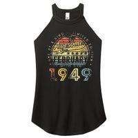 74th Birthday Gift Awesome Since February 1949 74 Year Old Women's Perfect Tri Rocker Tank