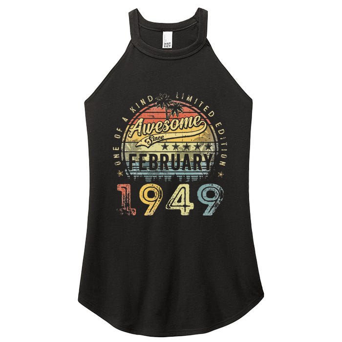 74th Birthday Gift Awesome Since February 1949 74 Year Old Women's Perfect Tri Rocker Tank