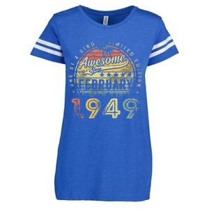 74th Birthday Gift Awesome Since February 1949 74 Year Old Enza Ladies Jersey Football T-Shirt