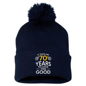 70th Birthday Gift Took Me 70 Years 70 Year Old Pom Pom 12in Knit Beanie