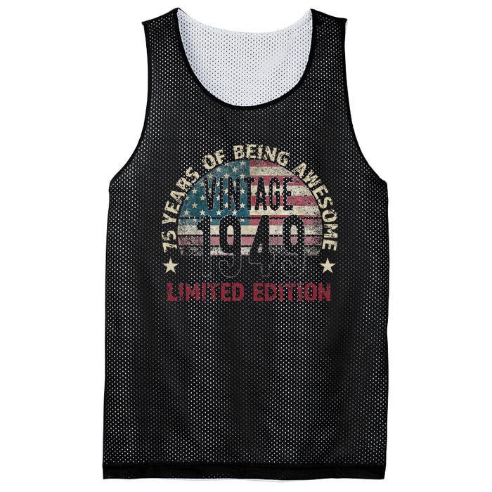 75th Birthday Gift Vintage Born 1949 Turning 75 Year Old Mesh Reversible Basketball Jersey Tank