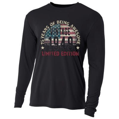 75th Birthday Gift Vintage Born 1949 Turning 75 Year Old Cooling Performance Long Sleeve Crew