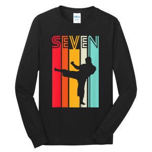 7th Birthday Gift Karate Retro Taekwondo Martial Tall Long Sleeve T-Shirt