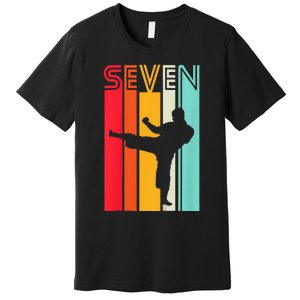 7th Birthday Gift Karate Retro Taekwondo Martial Premium T-Shirt