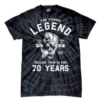 70th Birthday Gift The Fishing Legend 70 Years Fisherman Tie-Dye T-Shirt