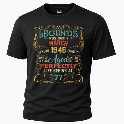 77th Birthday Gift 77 Year Old Legend Since March 1946 Cooling Performance Crew T-Shirt