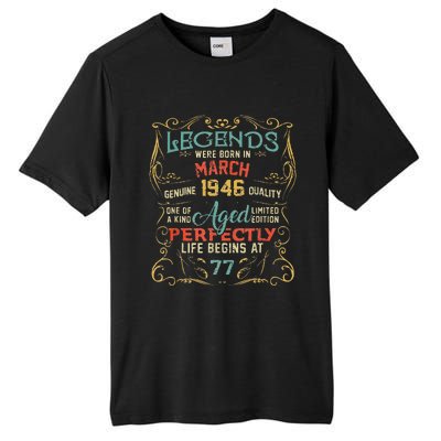 77th Birthday Gift 77 Year Old Legend Since March 1946 Tall Fusion ChromaSoft Performance T-Shirt