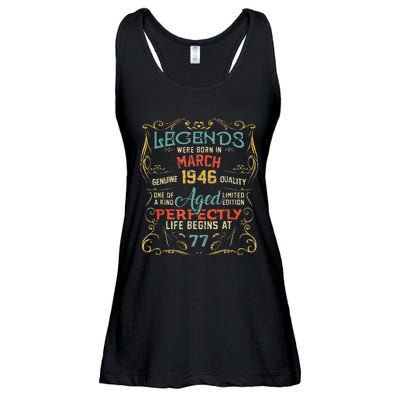 77th Birthday Gift 77 Year Old Legend Since March 1946 Ladies Essential Flowy Tank