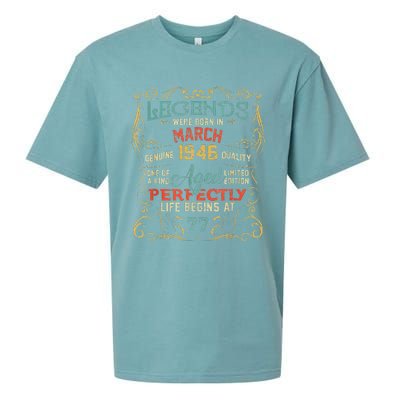 77th Birthday Gift 77 Year Old Legend Since March 1946 Sueded Cloud Jersey T-Shirt