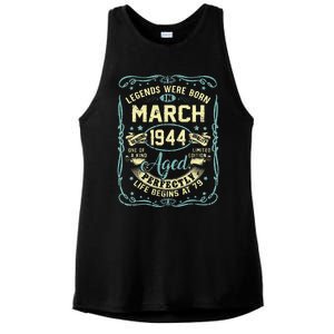 79th Birthday Gift 79 Years Old Legends Born March 1944 Ladies PosiCharge Tri-Blend Wicking Tank