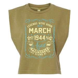 79th Birthday Gift 79 Years Old Legends Born March 1944 Garment-Dyed Women's Muscle Tee