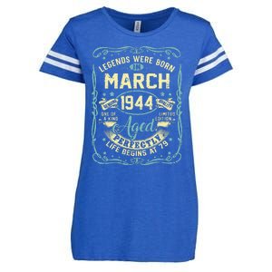 79th Birthday Gift 79 Years Old Legends Born March 1944 Enza Ladies Jersey Football T-Shirt