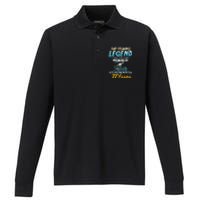 77th Birthday Gift The Fishing Legend 77 Years Fisherman Performance Long Sleeve Polo