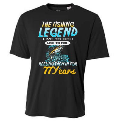 77th Birthday Gift The Fishing Legend 77 Years Fisherman Cooling Performance Crew T-Shirt