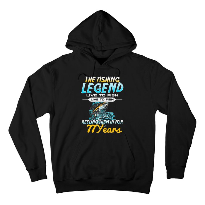 77th Birthday Gift The Fishing Legend 77 Years Fisherman Hoodie