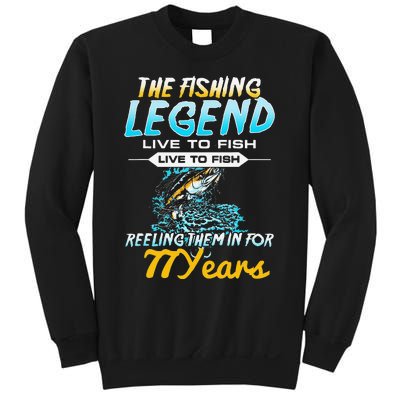 77th Birthday Gift The Fishing Legend 77 Years Fisherman Sweatshirt