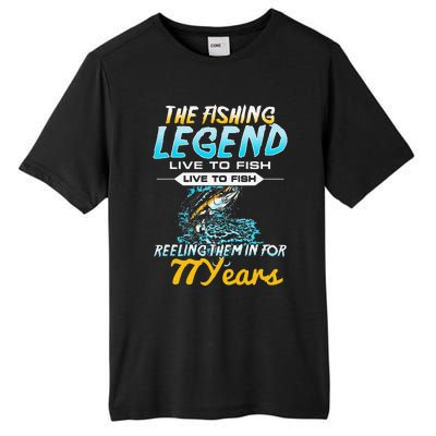 77th Birthday Gift The Fishing Legend 77 Years Fisherman Tall Fusion ChromaSoft Performance T-Shirt