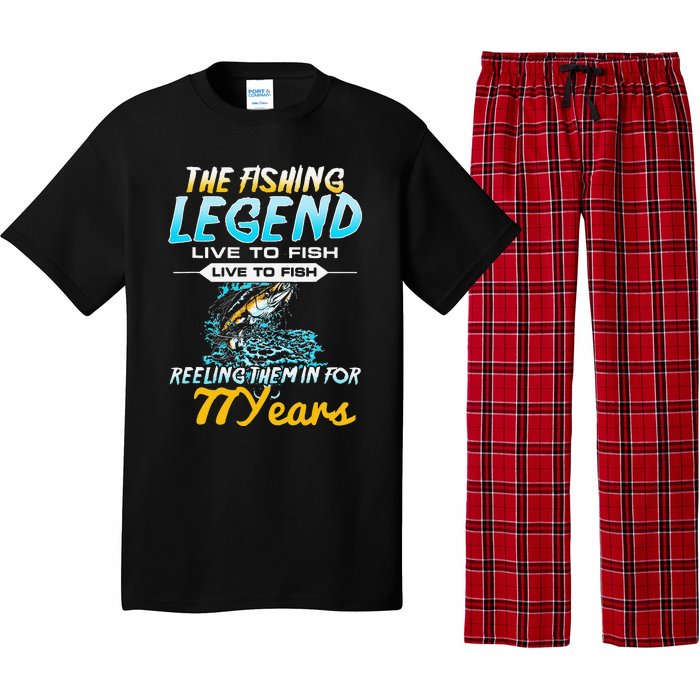 77th Birthday Gift The Fishing Legend 77 Years Fisherman Pajama Set