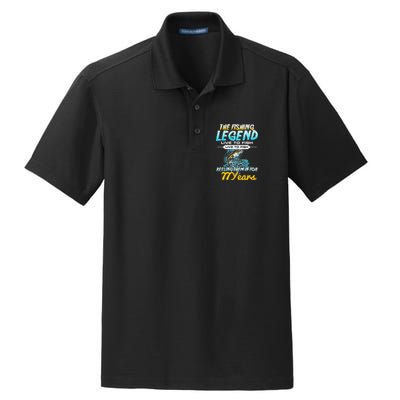 77th Birthday Gift The Fishing Legend 77 Years Fisherman Dry Zone Grid Polo