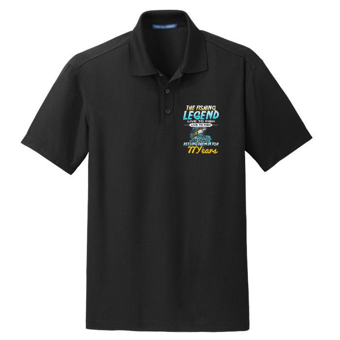 77th Birthday Gift The Fishing Legend 77 Years Fisherman Dry Zone Grid Polo