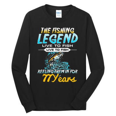 77th Birthday Gift The Fishing Legend 77 Years Fisherman Tall Long Sleeve T-Shirt