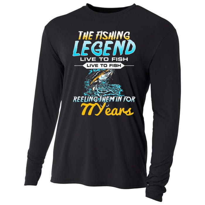 77th Birthday Gift The Fishing Legend 77 Years Fisherman Cooling Performance Long Sleeve Crew