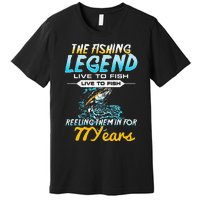 77th Birthday Gift The Fishing Legend 77 Years Fisherman Premium T-Shirt