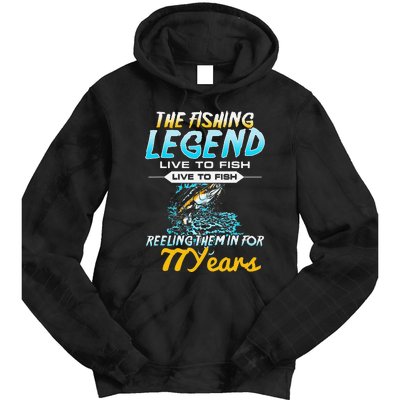 77th Birthday Gift The Fishing Legend 77 Years Fisherman Tie Dye Hoodie