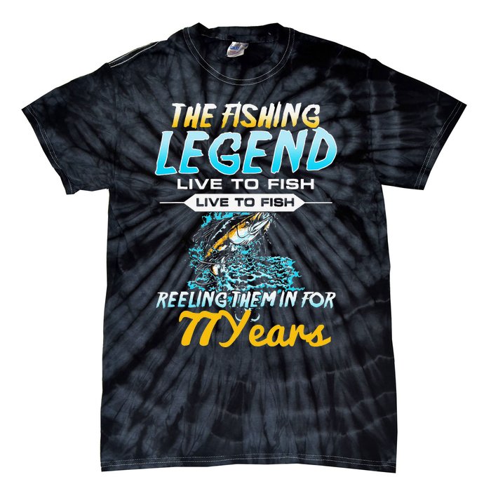 77th Birthday Gift The Fishing Legend 77 Years Fisherman Tie-Dye T-Shirt