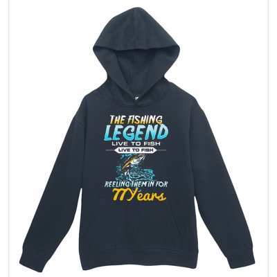 77th Birthday Gift The Fishing Legend 77 Years Fisherman Urban Pullover Hoodie