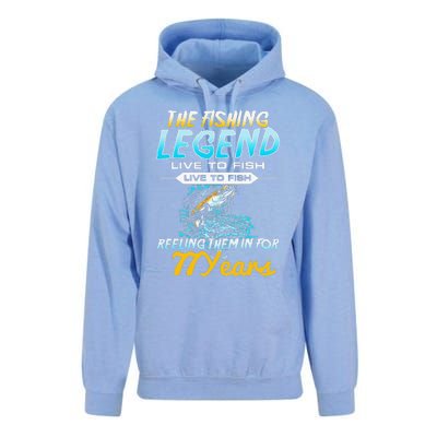 77th Birthday Gift The Fishing Legend 77 Years Fisherman Unisex Surf Hoodie