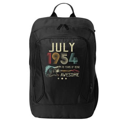 70th Birthday Guitar Lover Vintage July 1954 70 Year Old City Backpack