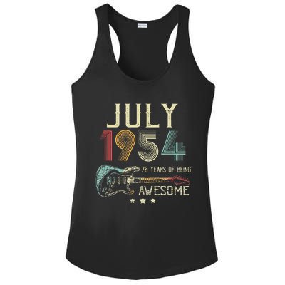 70th Birthday Guitar Lover Vintage July 1954 70 Year Old Ladies PosiCharge Competitor Racerback Tank