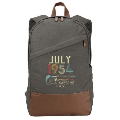 70th Birthday Guitar Lover Vintage July 1954 70 Year Old Cotton Canvas Backpack