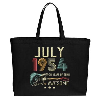 70th Birthday Guitar Lover Vintage July 1954 70 Year Old Cotton Canvas Jumbo Tote