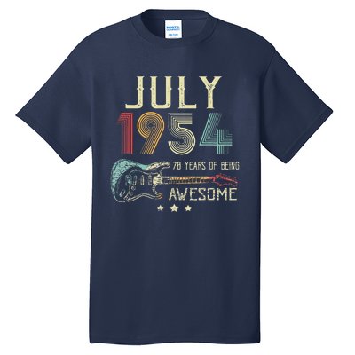 70th Birthday Guitar Lover Vintage July 1954 70 Year Old Tall T-Shirt