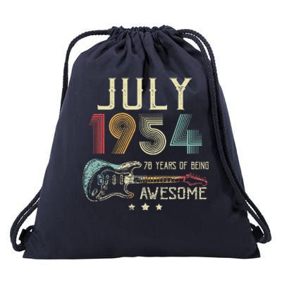 70th Birthday Guitar Lover Vintage July 1954 70 Year Old Drawstring Bag